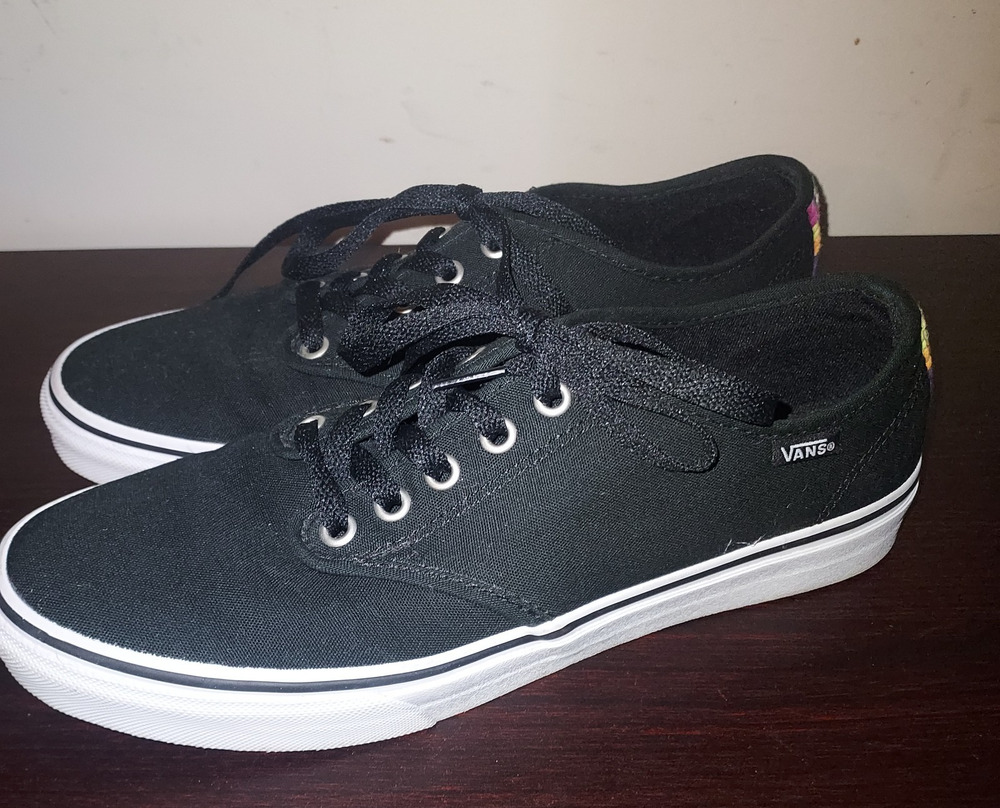 Vans Women's Sneakers 9.5 Lace Up Low Top Athletic Black with Multicolor Detail